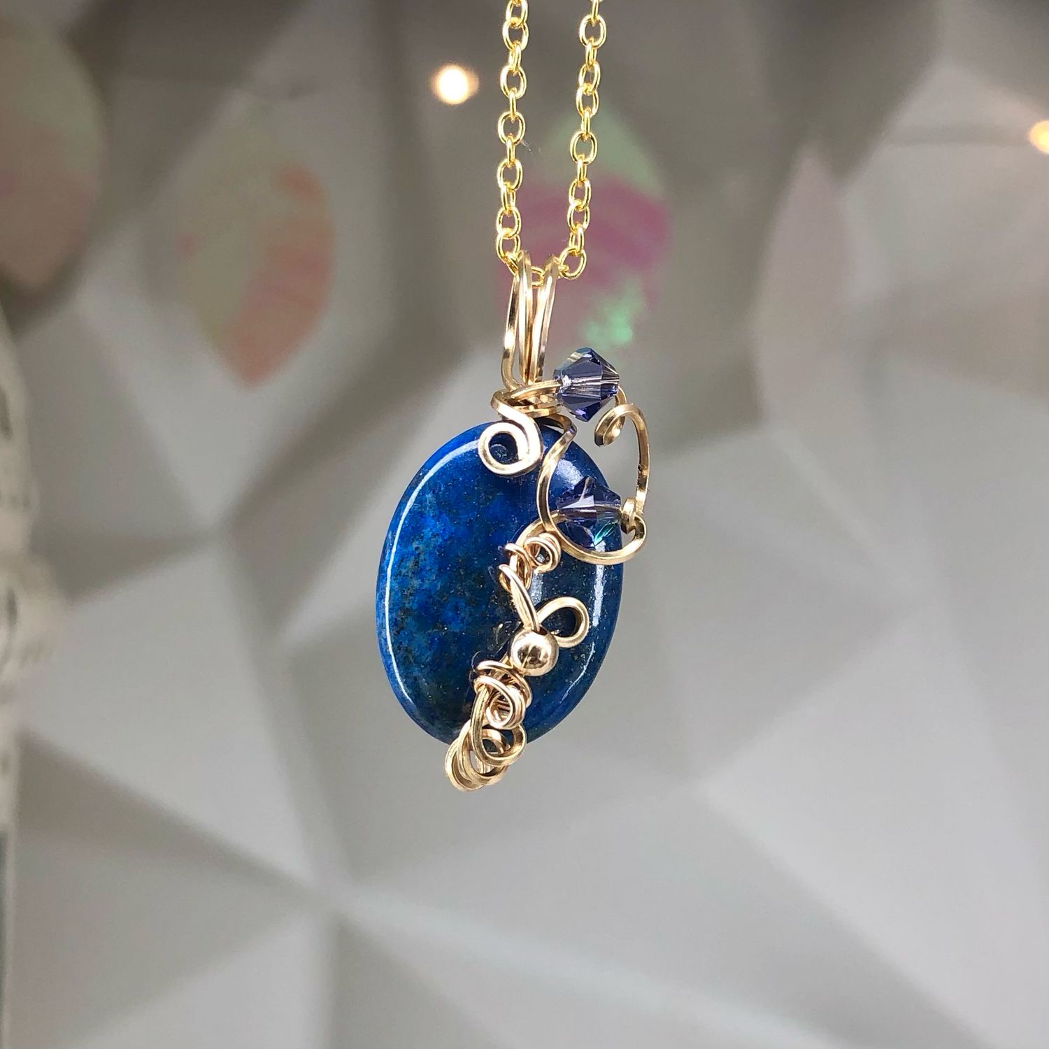 LAPIS LAZULI - Crystal Therapy Pendant - 14k Gold Filled