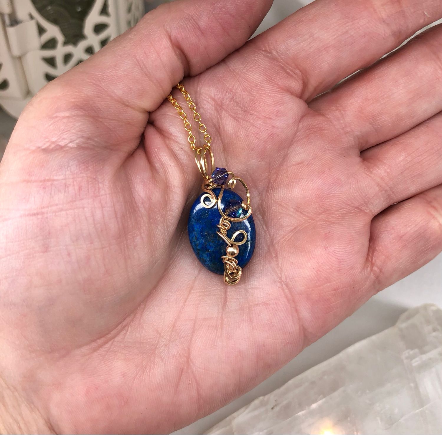 LAPIS LAZULI - Crystal Therapy Pendant - 14k Gold Filled