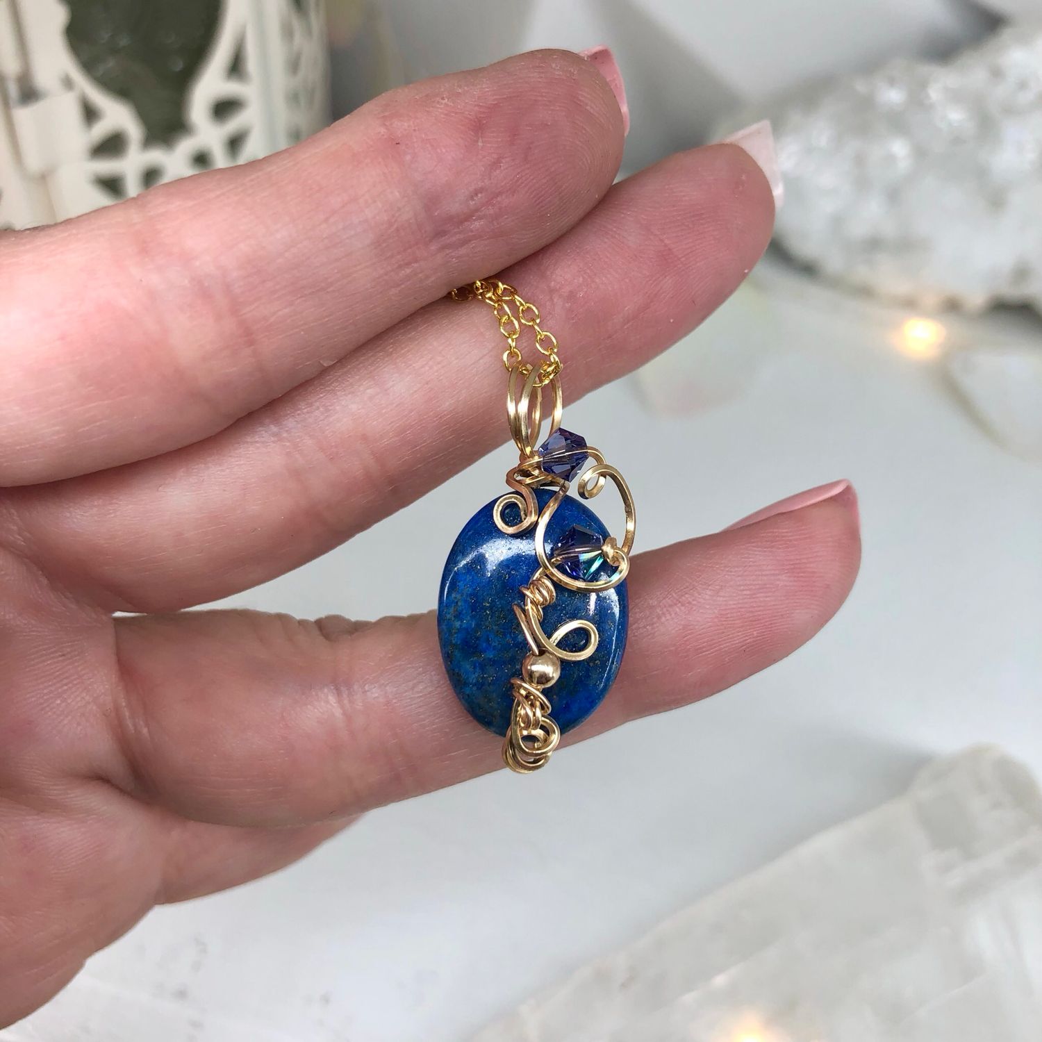 LAPIS LAZULI - Crystal Therapy Pendant - 14k Gold Filled
