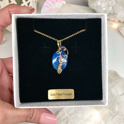 LAPIS LAZULI - Crystal Therapy Pendant - 14k Gold Filled