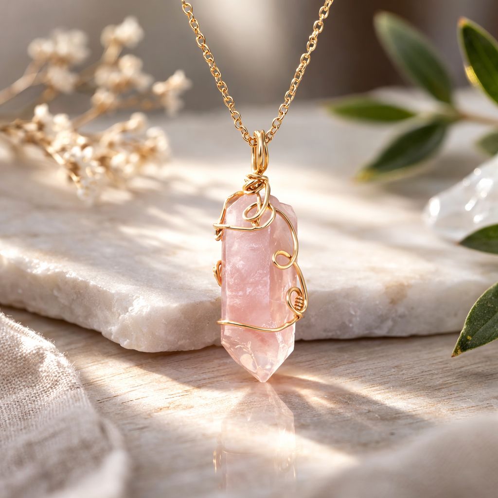RED PHANTOM QUARTZ - 14k Gold Filled - Gemstone Crystal Therapy Pendant