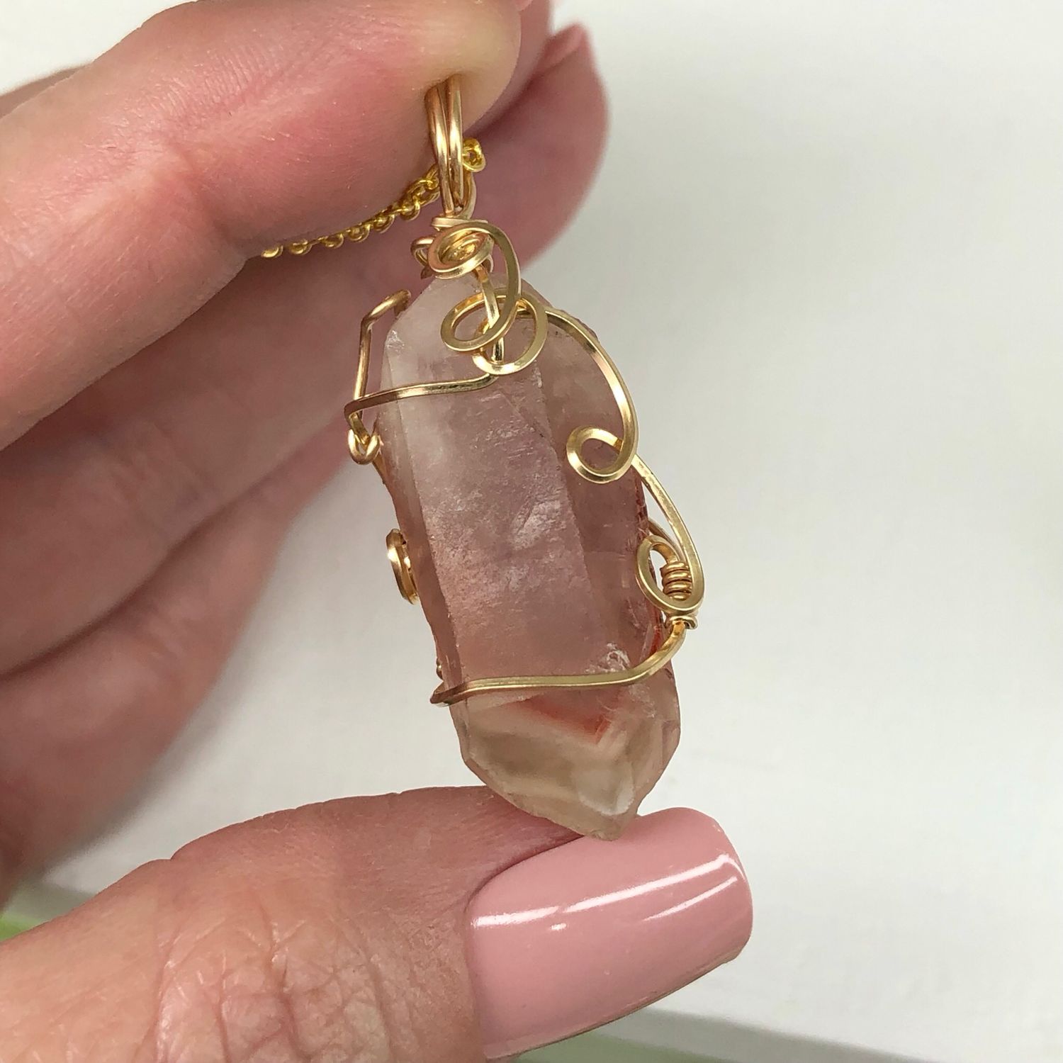 RED PHANTOM QUARTZ - 14k Gold Filled - Gemstone Crystal Therapy Pendant
