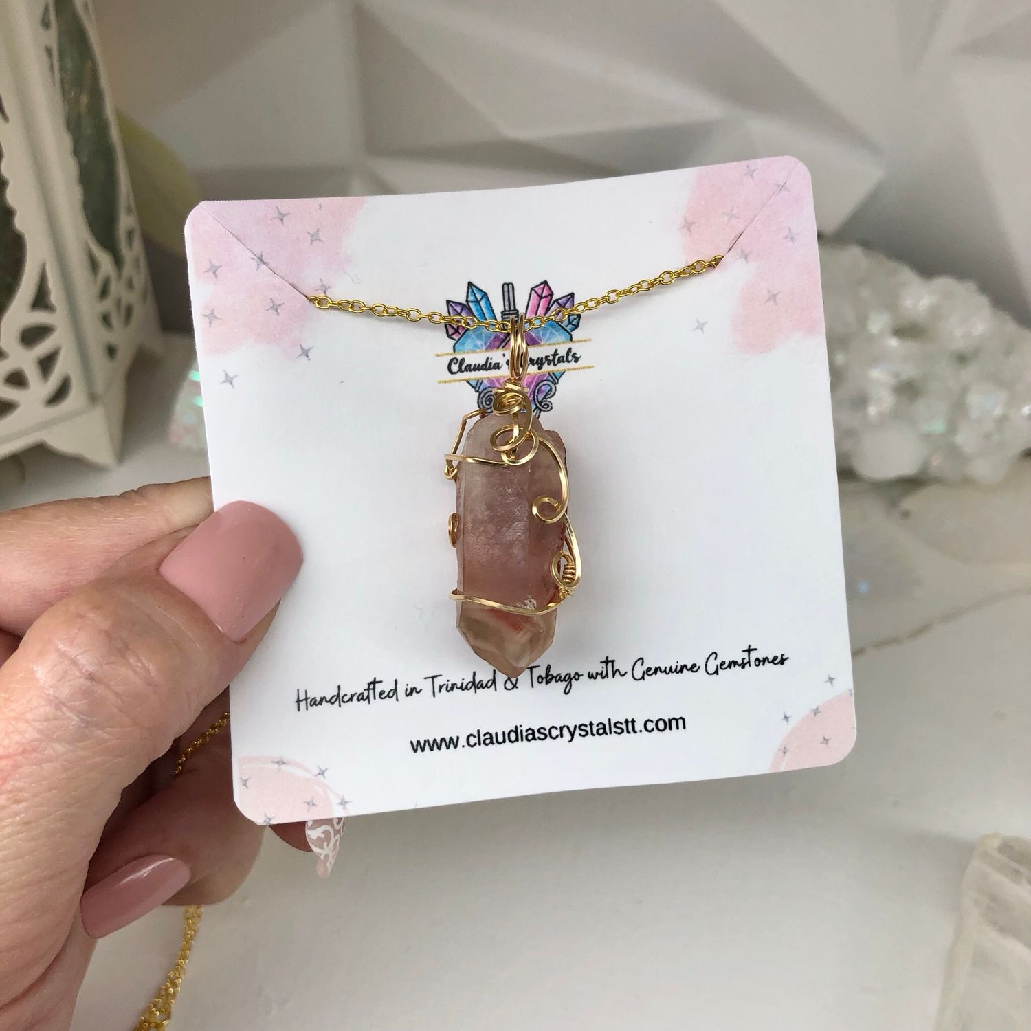 RED PHANTOM QUARTZ - 14k Gold Filled - Gemstone Crystal Therapy Pendant