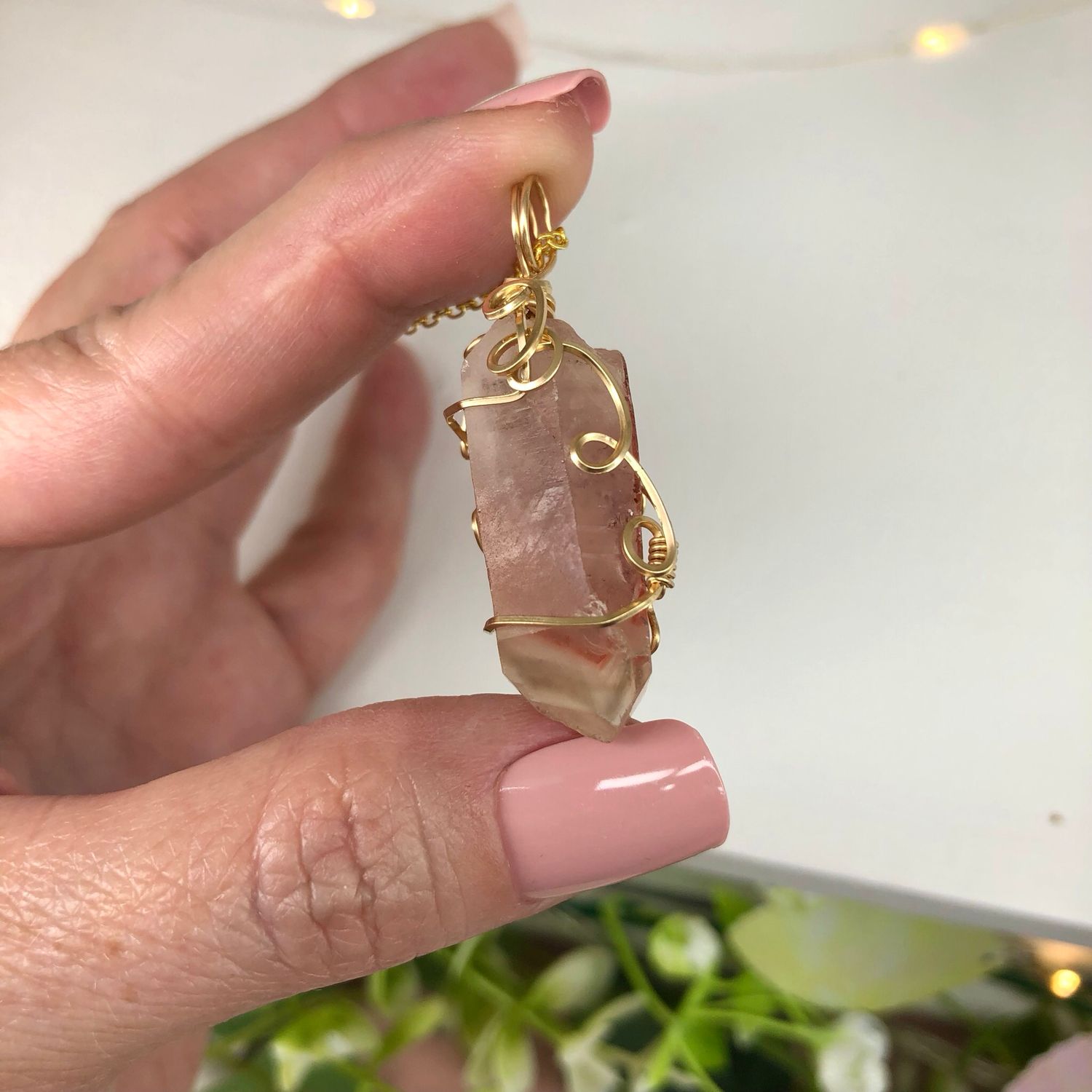 RED PHANTOM QUARTZ - 14k Gold Filled - Gemstone Crystal Therapy Pendant