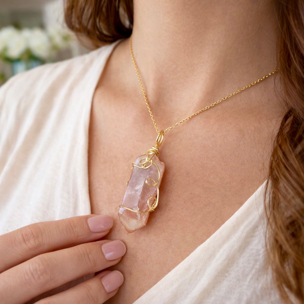 RED PHANTOM QUARTZ - 14k Gold Filled - Gemstone Crystal Therapy Pendant