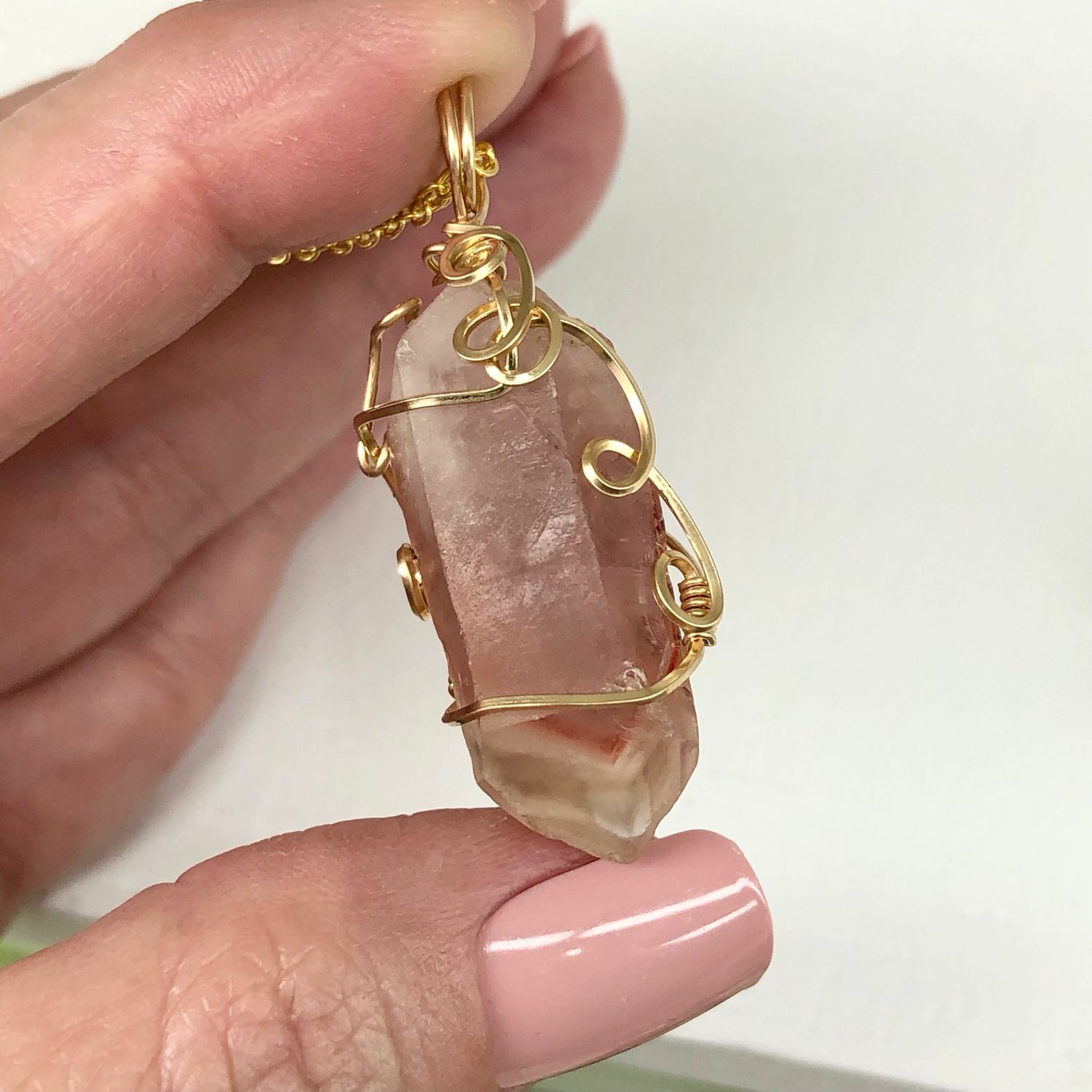RED PHANTOM QUARTZ - 14k Gold Filled - Gemstone Crystal Therapy Pendant