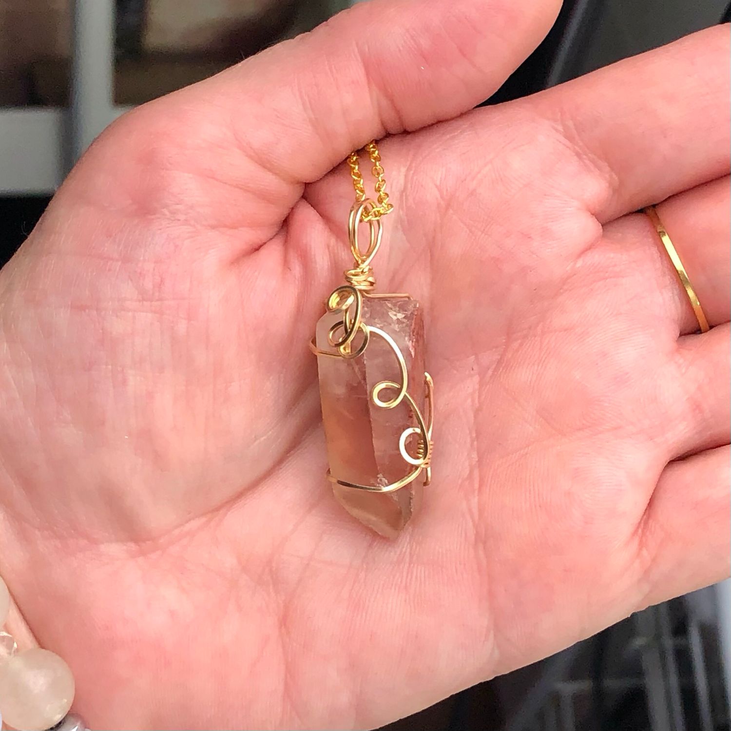 RED PHANTOM QUARTZ - 14k Gold Filled - Gemstone Crystal Therapy Pendant