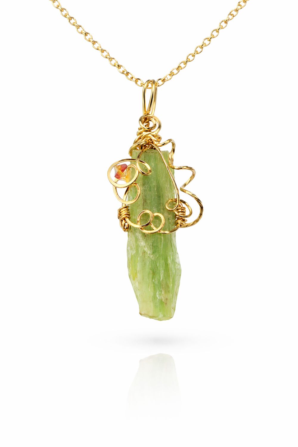 GREEN KYANITE SHARD - 14k Gold Filled - Gemstone Crystal Therapy Pendant