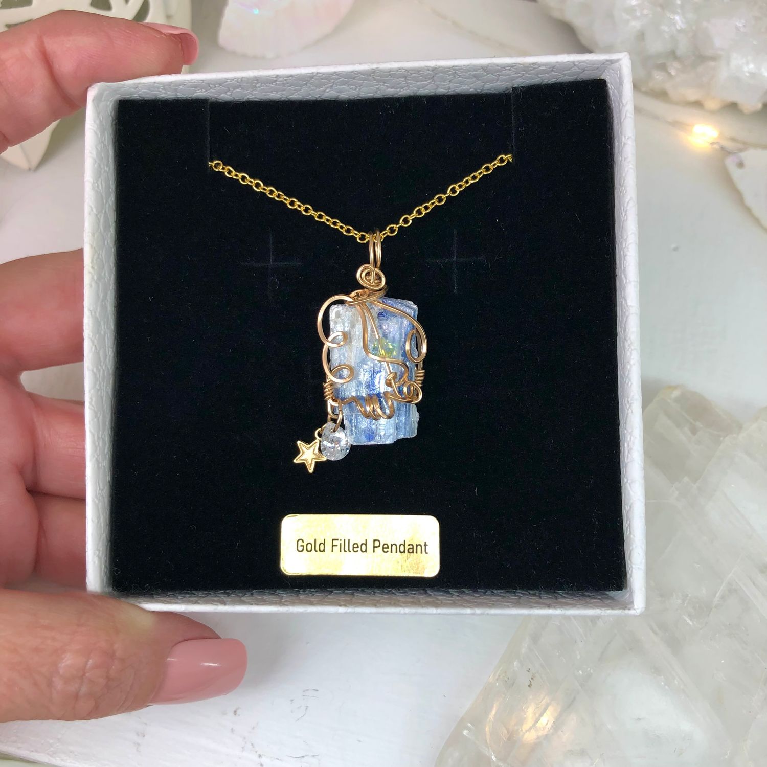 BLUE KYANITE - 14k Gold Filled - Gemstone Crystal Therapy Pendant