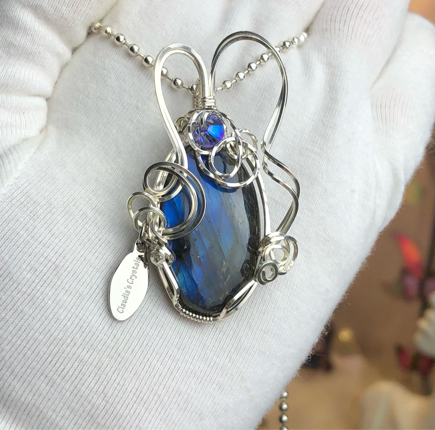 BLUE FLASH LABRADORITE (faceted) - Sterling Silver - Gemstone Crystal Therapy Pendant