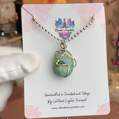 GREEN CRAZY LACE AGATE - Gemstone Pendant