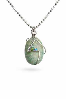 GREEN CRAZY LACE AGATE - Gemstone Pendant