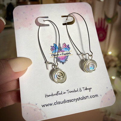 Fantasy Earrings – Silver Plated – Reflective Mermaid Glass