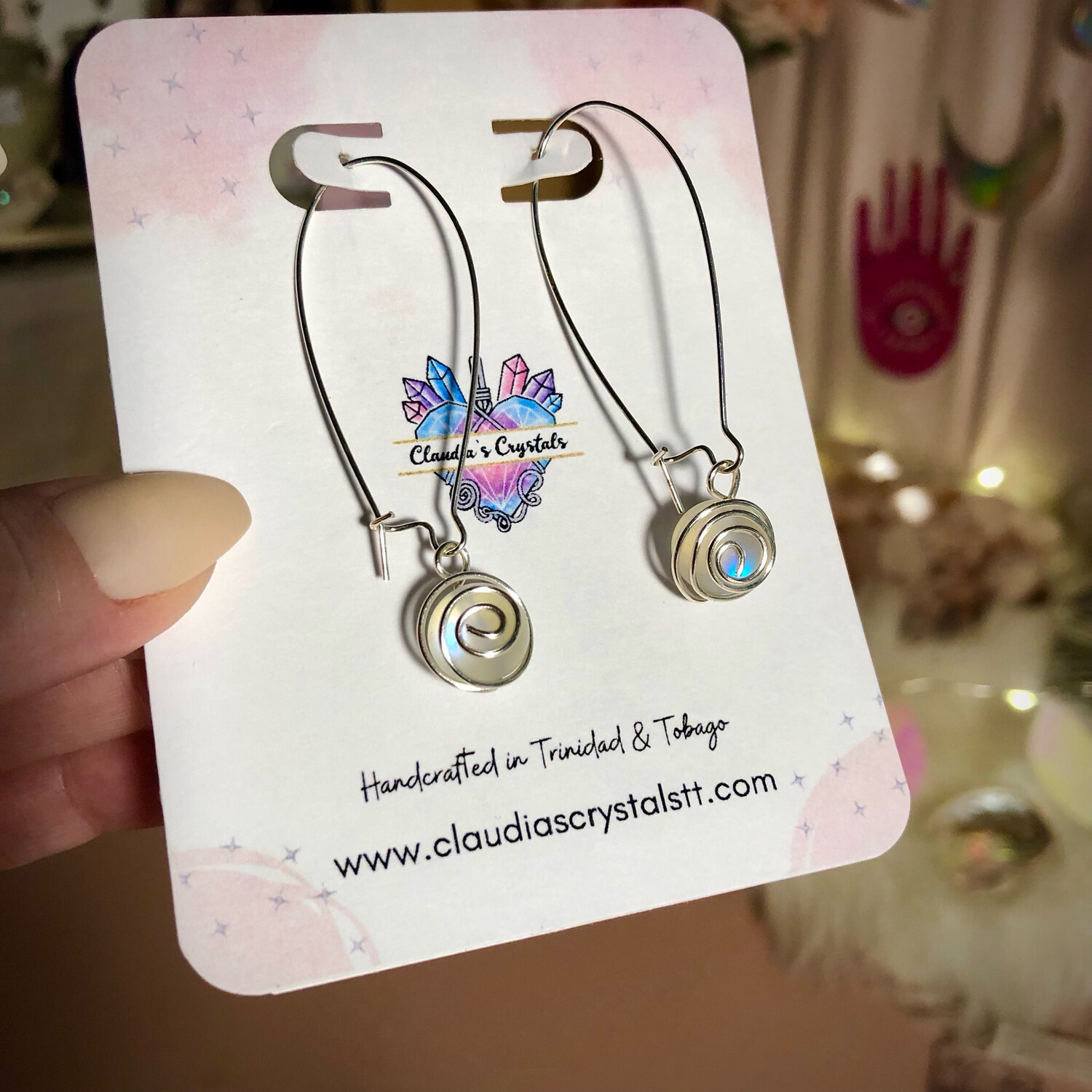 Fantasy Earrings – Silver Plated – Reflective Mermaid Glass