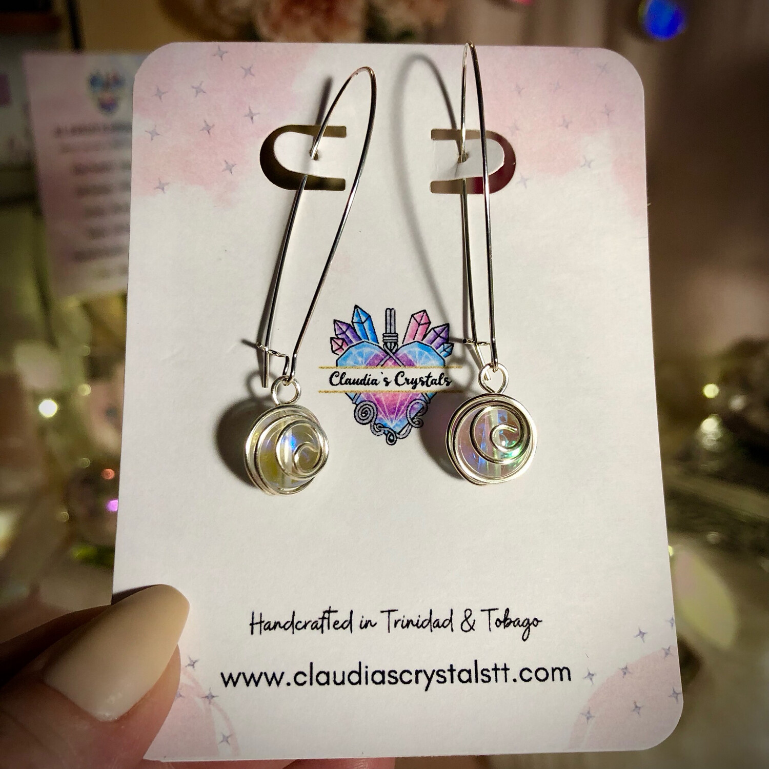 Fantasy Earrings – Silver Plated – Reflective Mermaid Glass