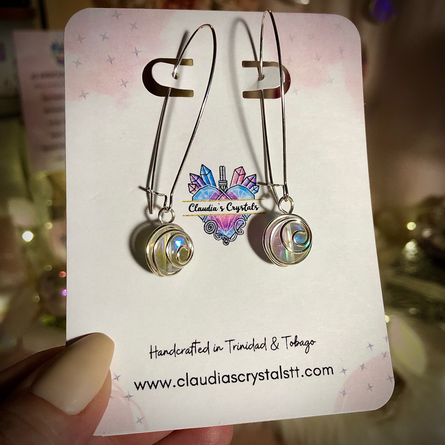 Fantasy Earrings – Silver Plated – Reflective Mermaid Glass
