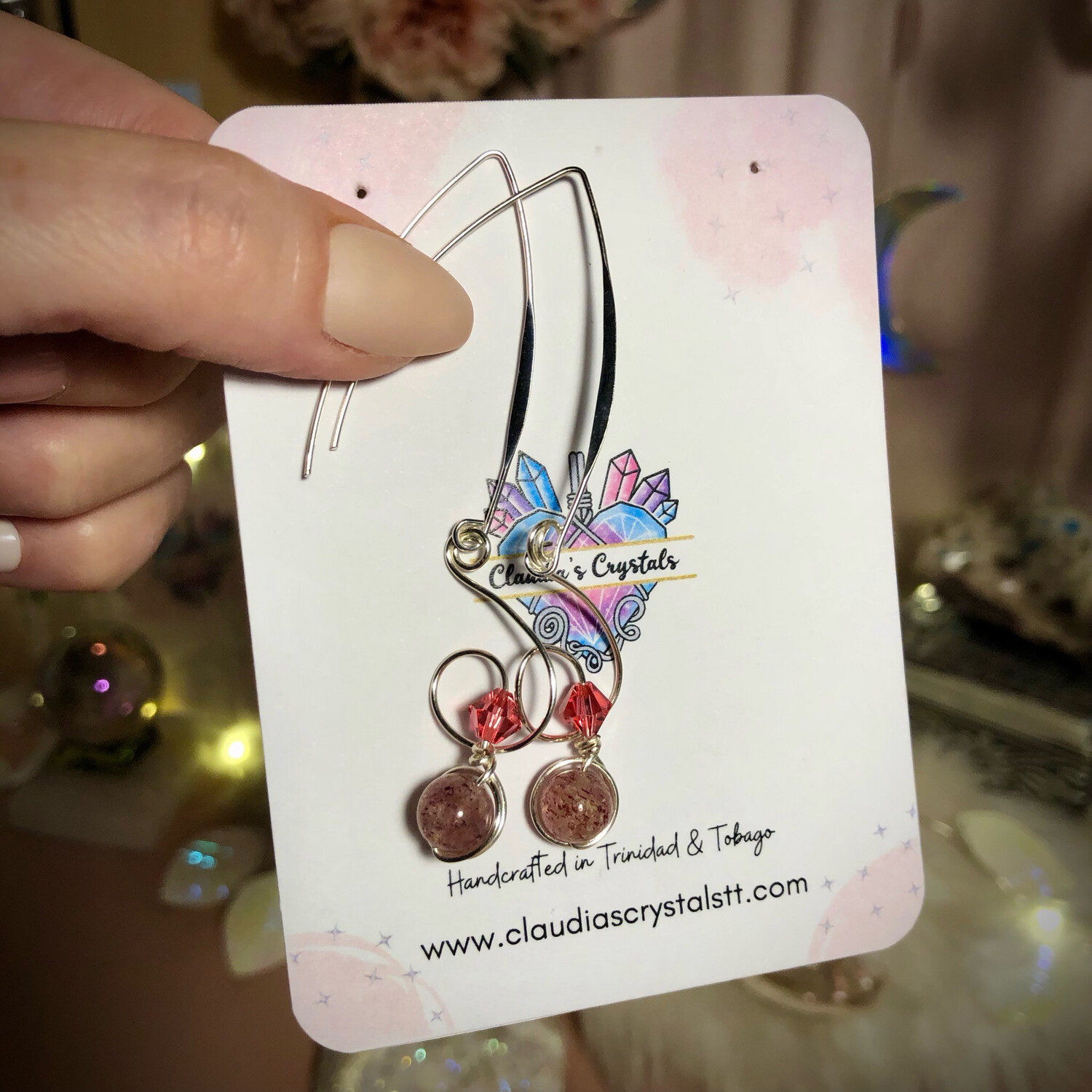 LEPIDOCHROSITE - Silver Plated - Gemstone Crystal Therapy Earrings