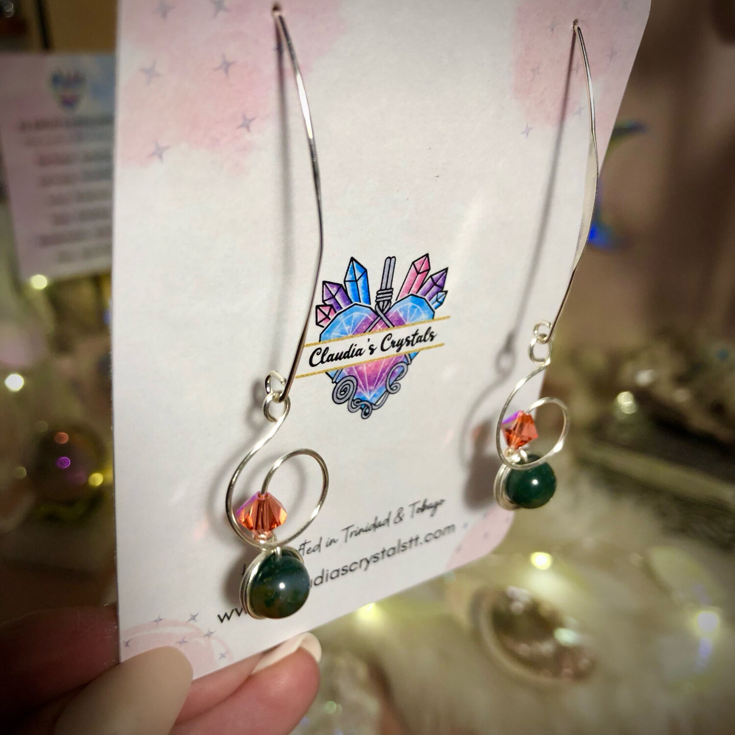 BLOODSTONE - Silver Plated - Gemstone Crystal Therapy Earrings
