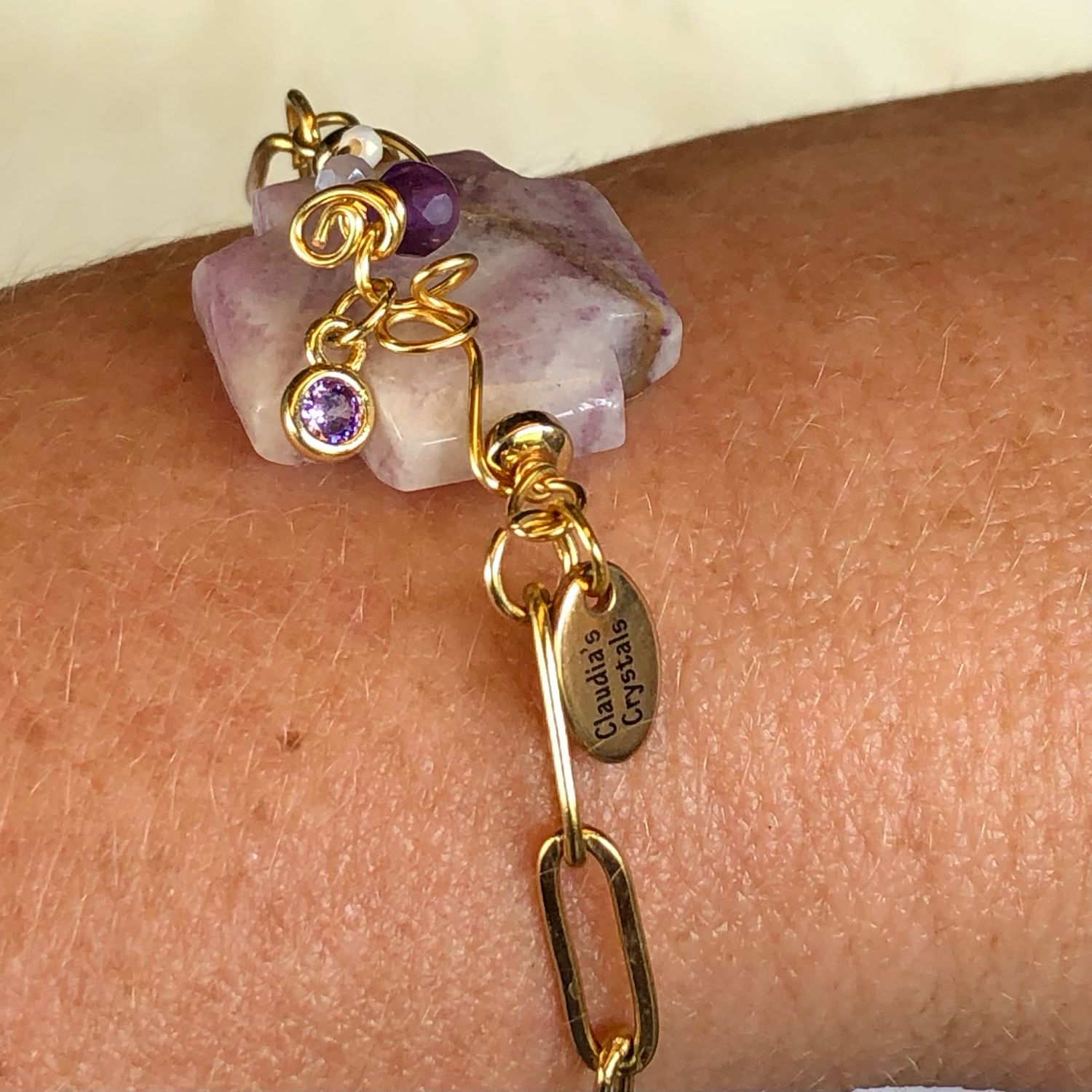 SUGILITE - Gemstone Adjustable Bracelet - 18k Gold Plated
