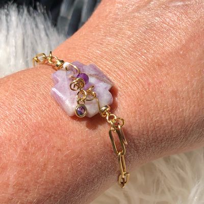 SUGILITE - Gemstone Adjustable Bracelet - 18k Gold Plated