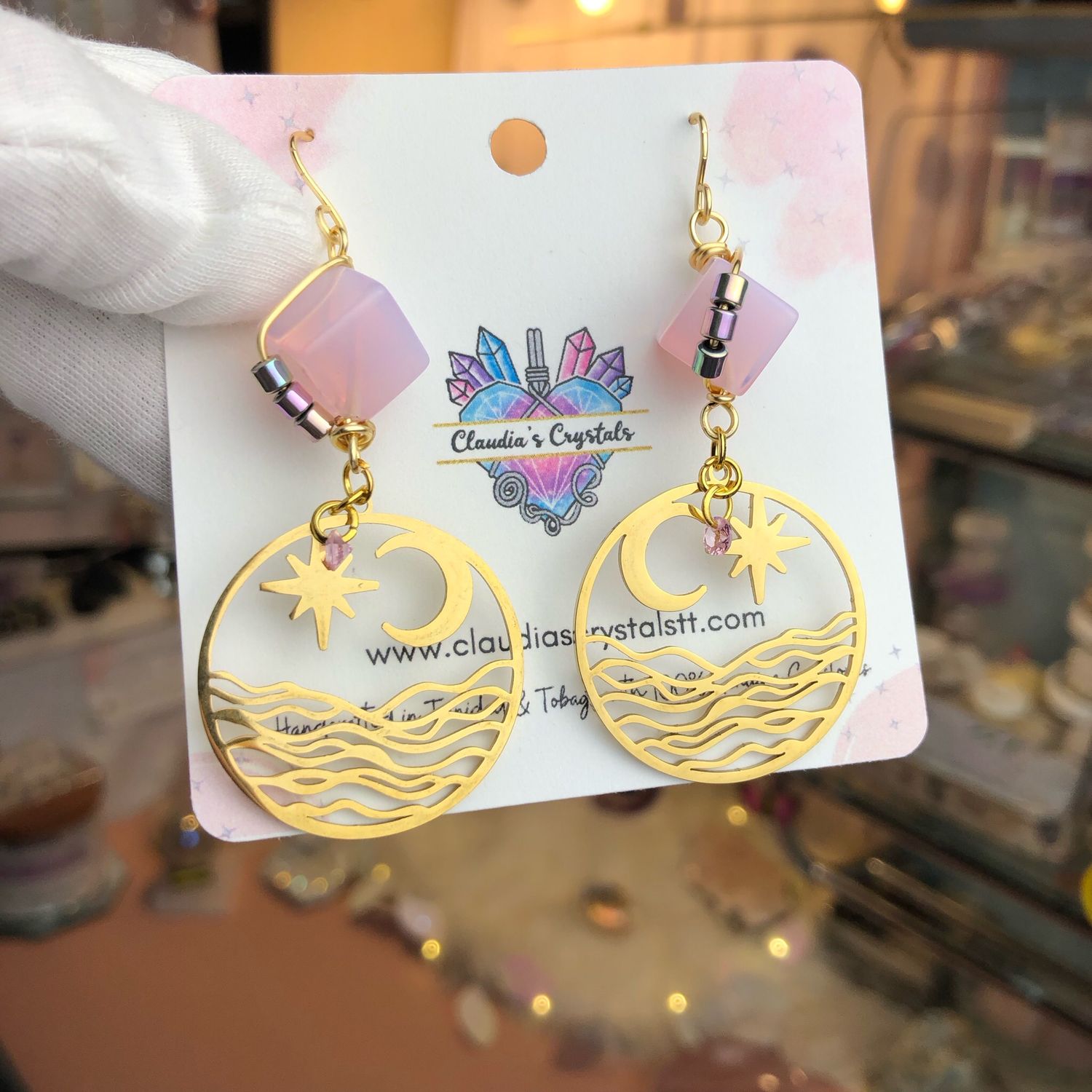 PINK OPALITE - 18k Gold Plated - Crystal Therapy Earrings