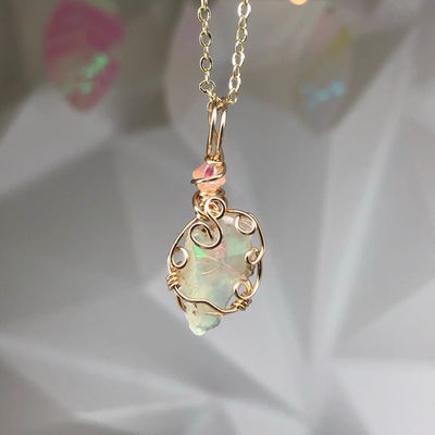 RAW ETHIOPIAN FIRE OPAL - 14k Gold Filled - Gemstone Crystal Therapy Pendant