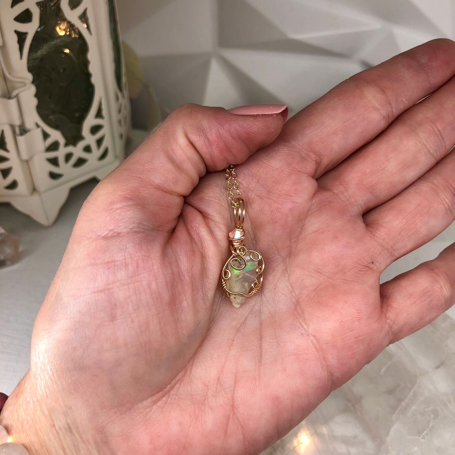RAW ETHIOPIAN FIRE OPAL - 14k Gold Filled - Gemstone Crystal Therapy Pendant