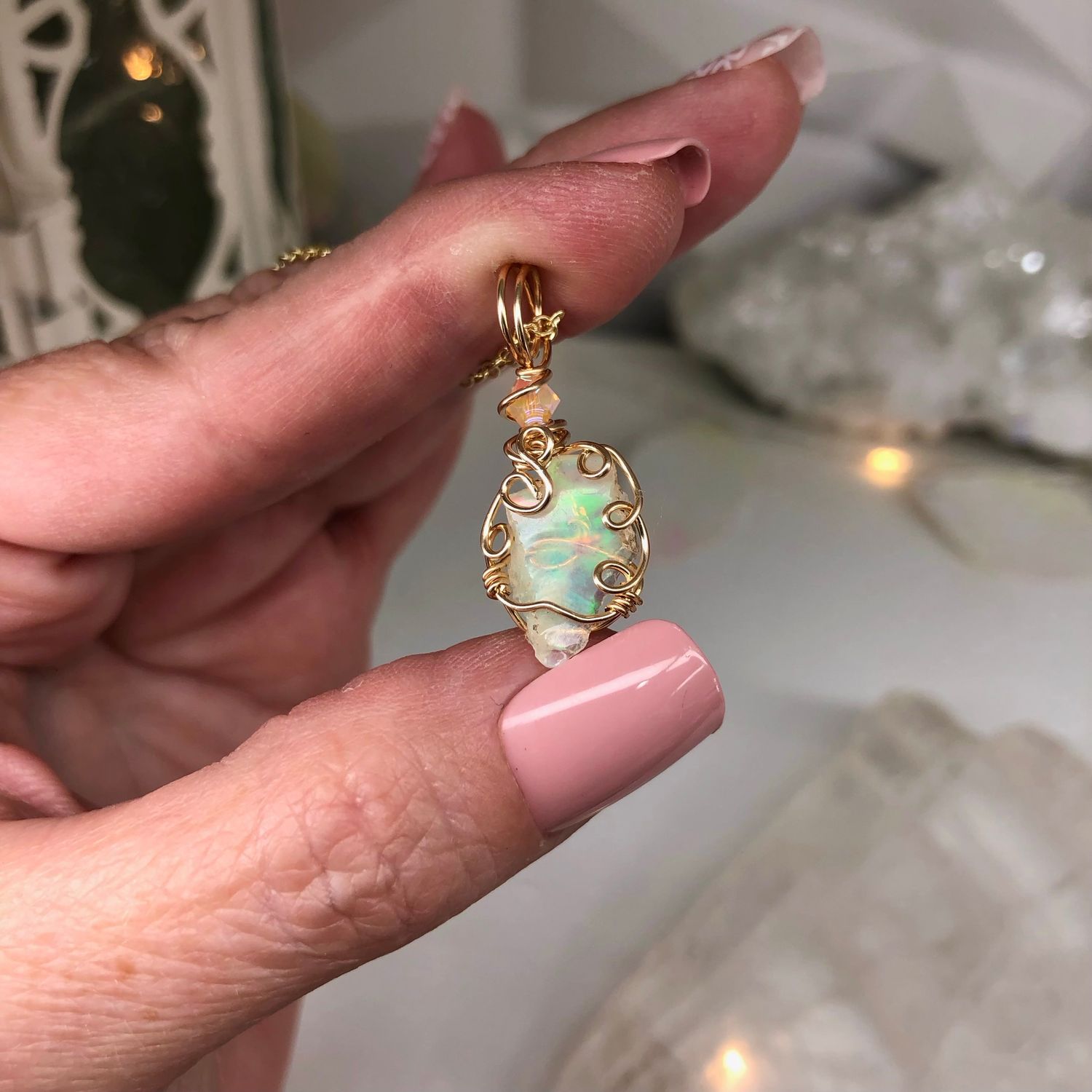 RAW ETHIOPIAN FIRE OPAL - 14k Gold Filled - Gemstone Crystal Therapy Pendant