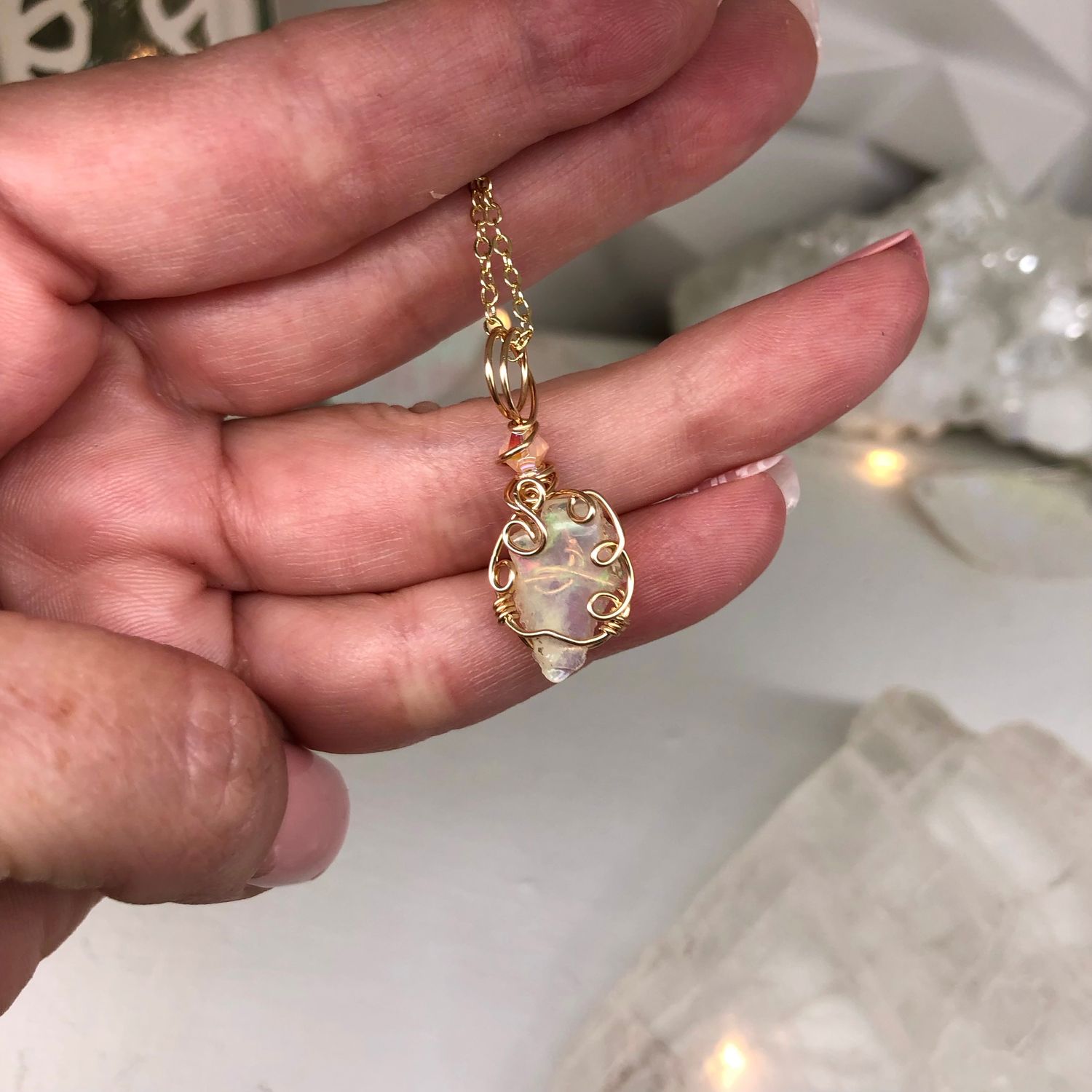 RAW ETHIOPIAN FIRE OPAL - 14k Gold Filled - Gemstone Crystal Therapy Pendant