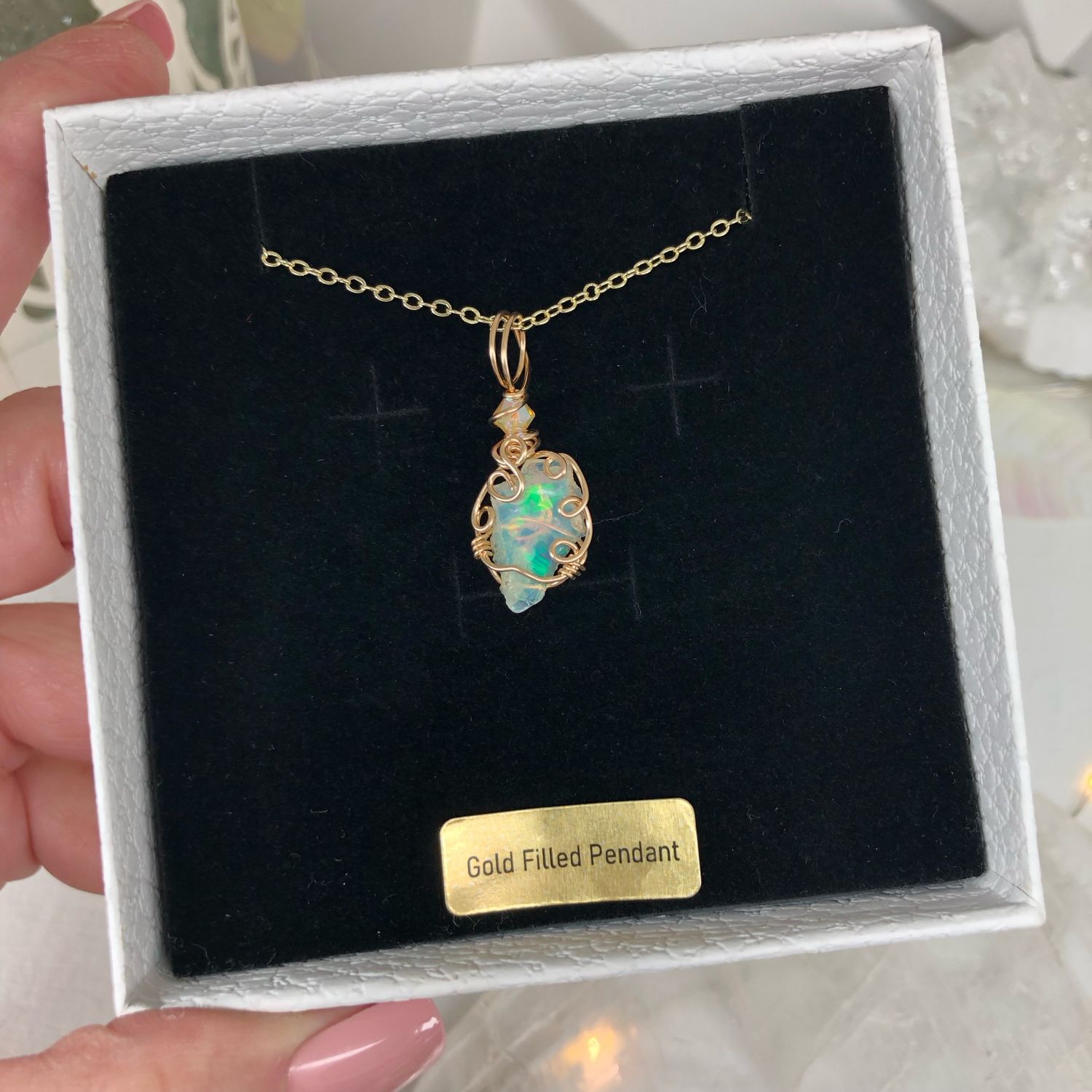 RAW ETHIOPIAN FIRE OPAL - 14k Gold Filled - Gemstone Crystal Therapy Pendant