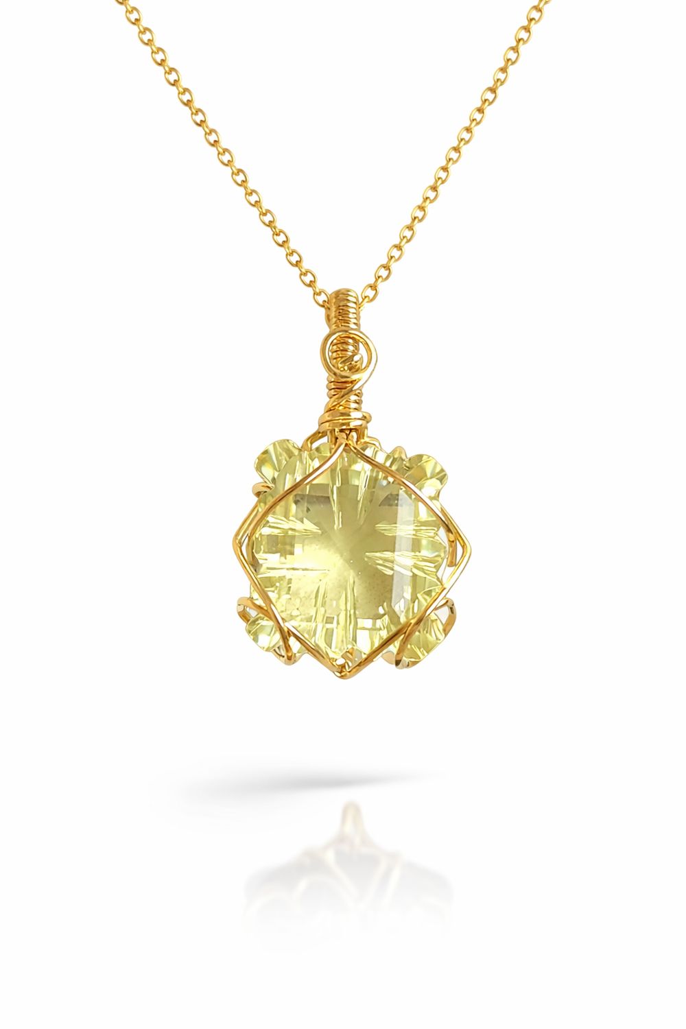 LEMON QUARTZ - Gem Quality - 14k Gold Filled - Crystal Therapy Pendant