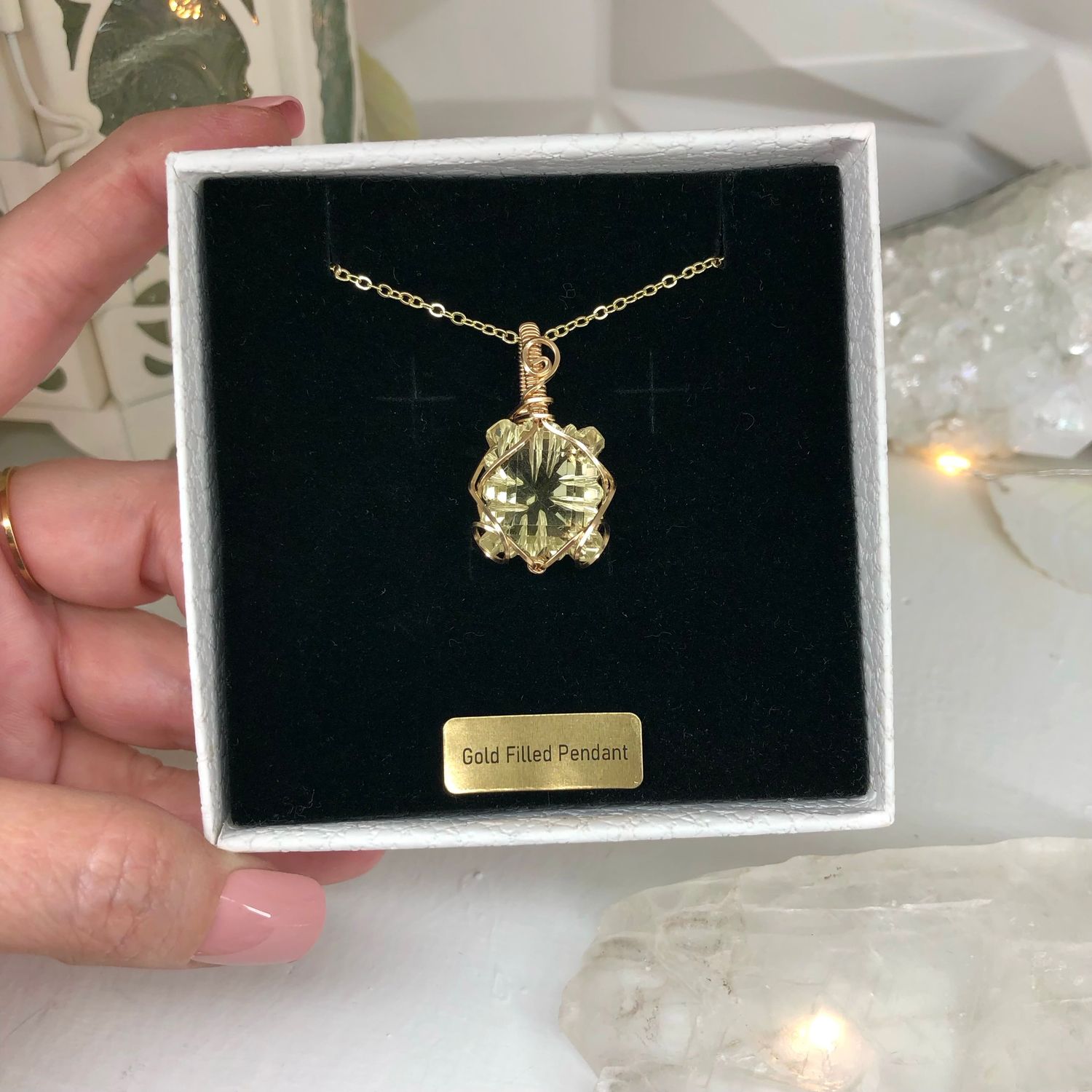 LEMON QUARTZ - Gem Quality - 14k Gold Filled - Crystal Therapy Pendant