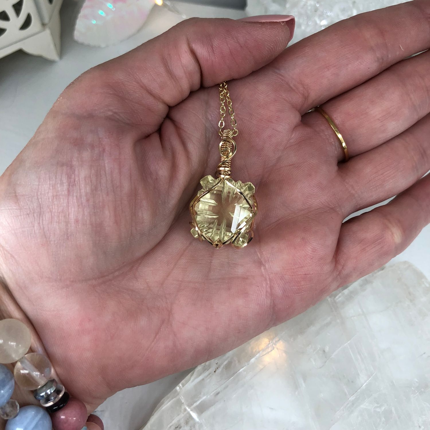 LEMON QUARTZ - Gem Quality - 14k Gold Filled - Crystal Therapy Pendant