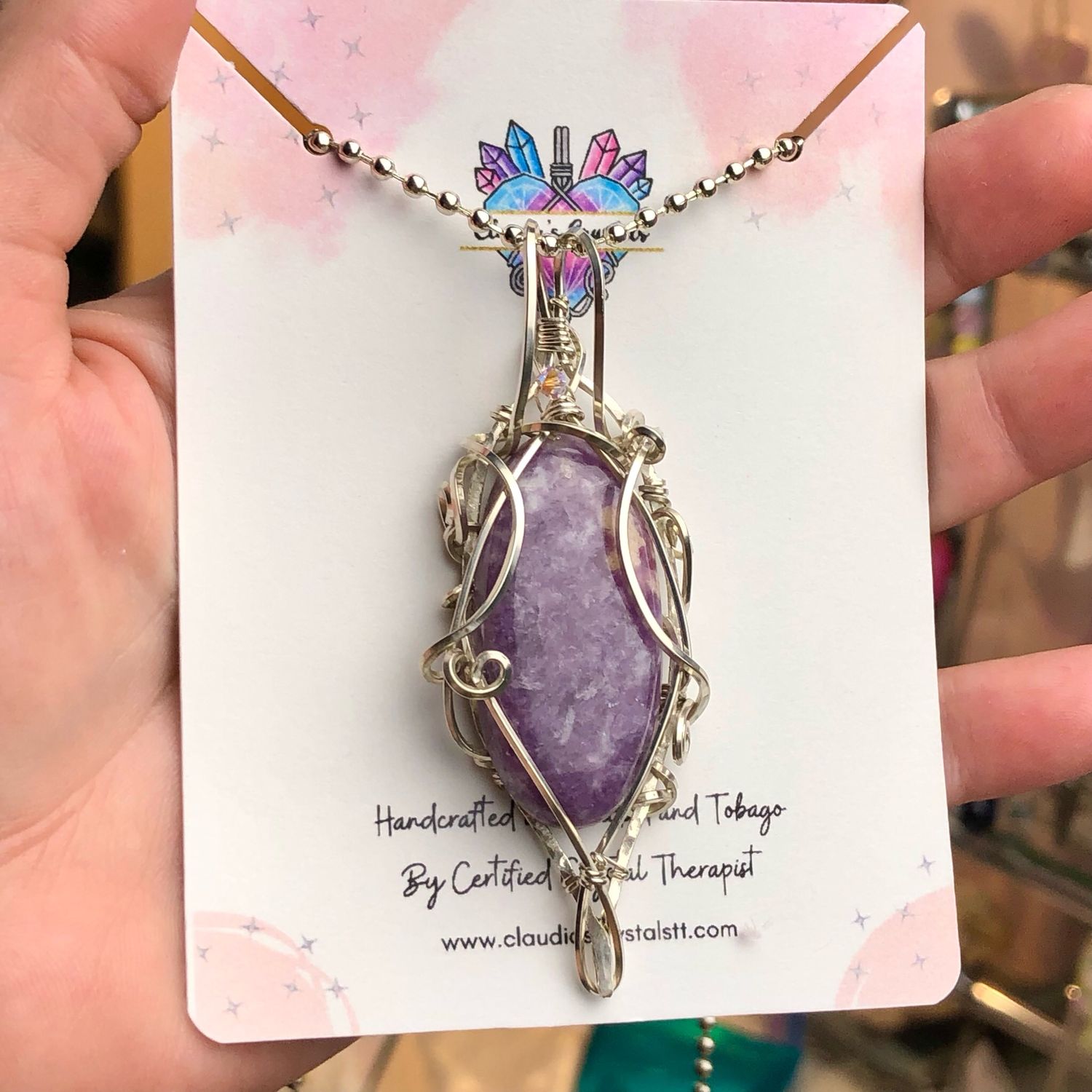 LEPIDOLITE - Sterling Silver - Gemstone Crystal Therapy Pendant