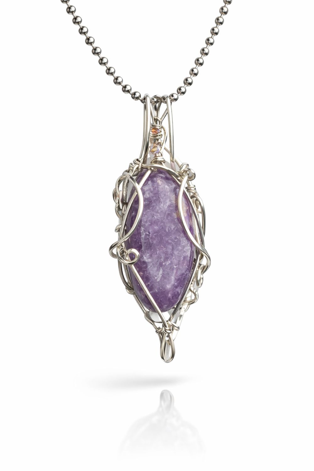 LEPIDOLITE - Sterling Silver - Gemstone Crystal Therapy Pendant