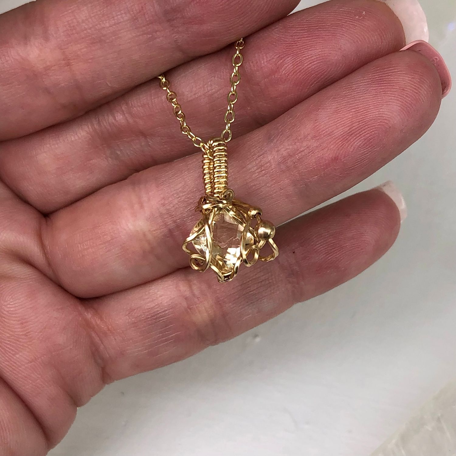 CITRINE - Gem Quality - 14k Gold Filled - Gemstone Crystal Therapy Pendant