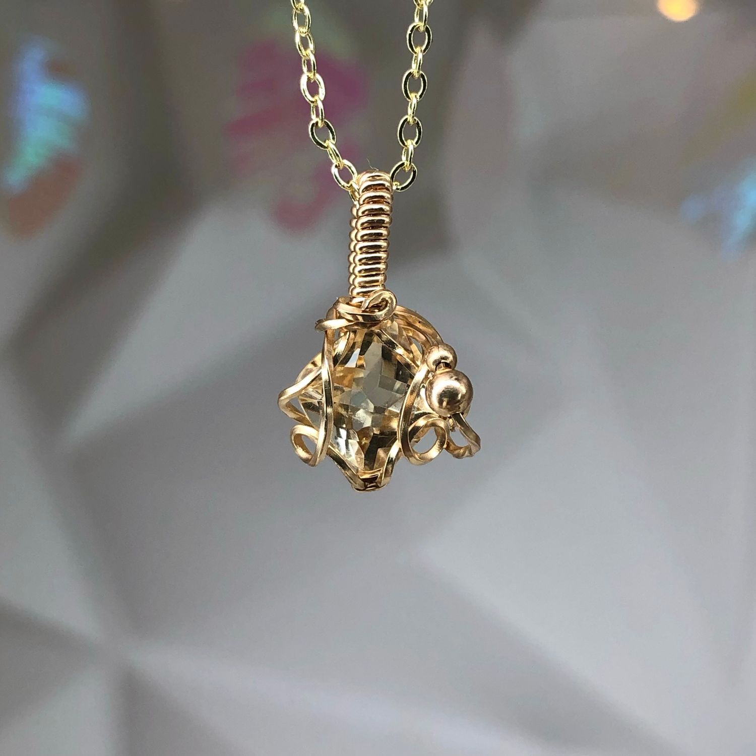 CITRINE - Gem Quality - 14k Gold Filled - Gemstone Crystal Therapy Pendant