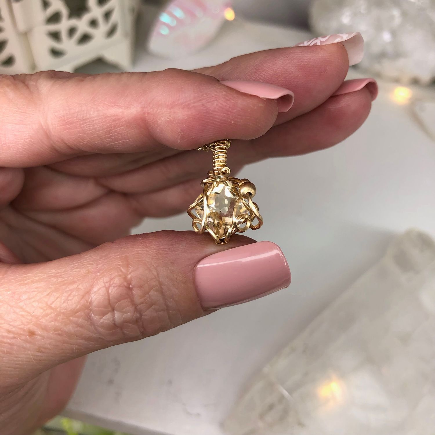 CITRINE - Gem Quality - 14k Gold Filled - Gemstone Crystal Therapy Pendant