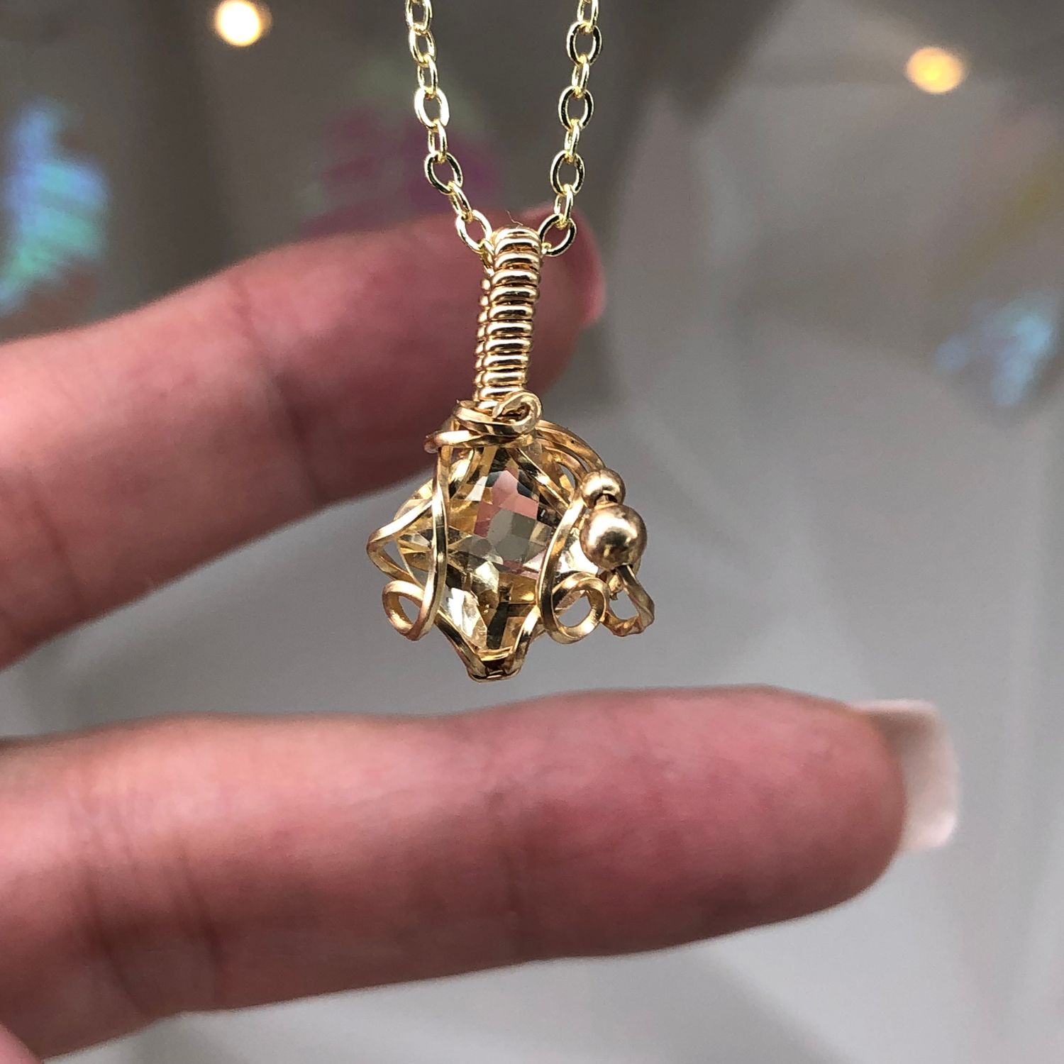 CITRINE - Gem Quality - 14k Gold Filled - Gemstone Crystal Therapy Pendant