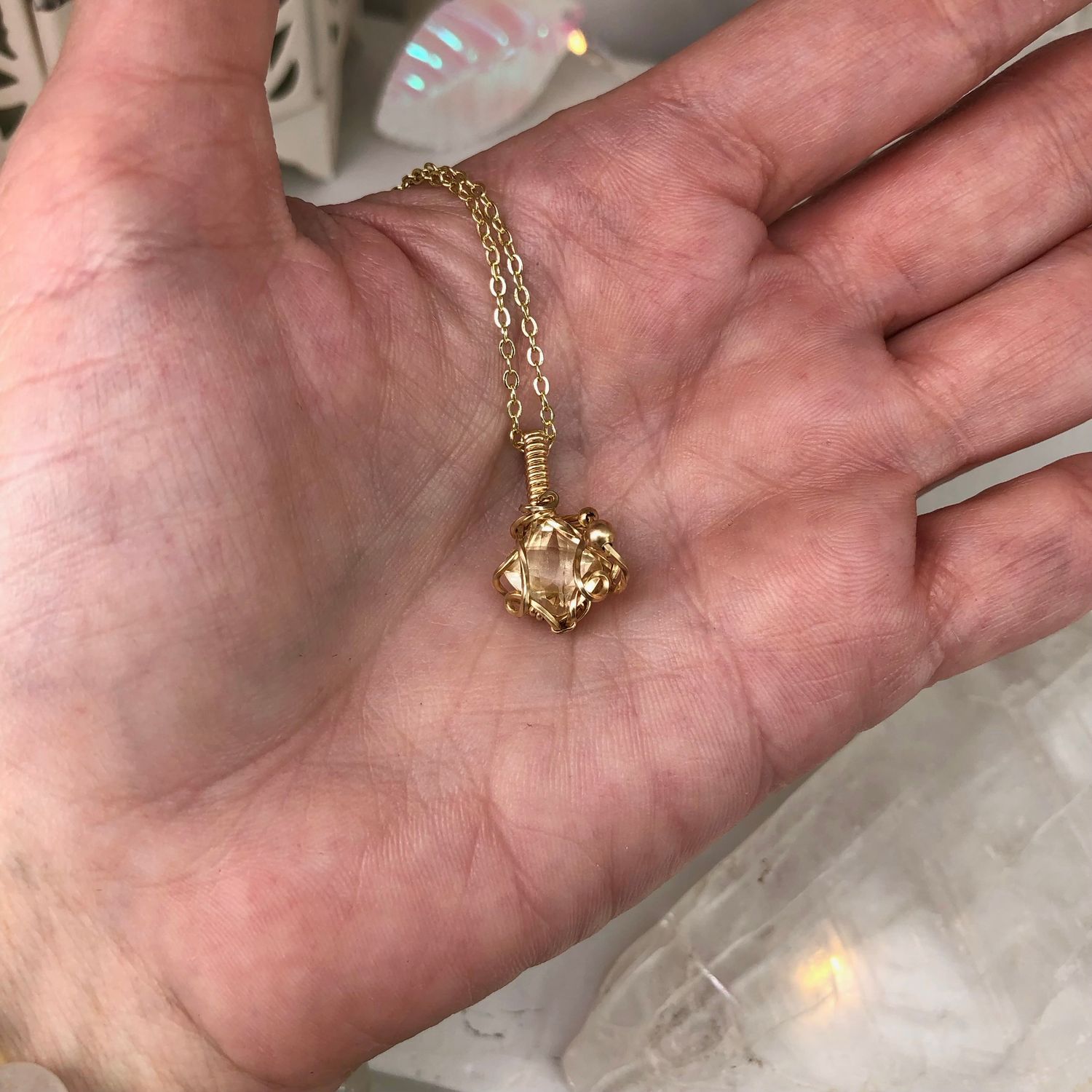 CITRINE - Gem Quality - 14k Gold Filled - Gemstone Crystal Therapy Pendant