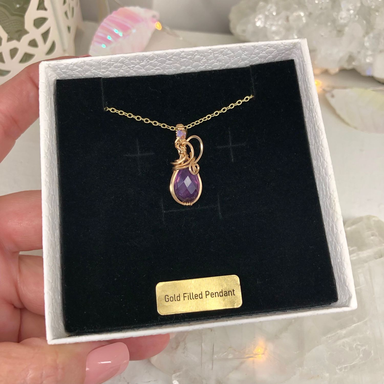 AMETHYST - 14k Gold Filled - Gemstone Crystal Therapy Pendant