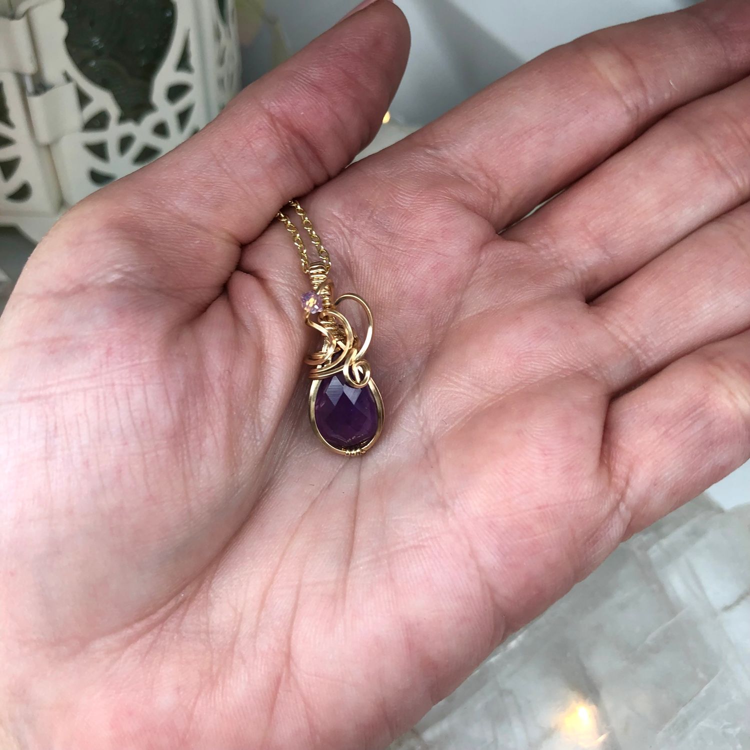 AMETHYST - 14k Gold Filled - Gemstone Crystal Therapy Pendant