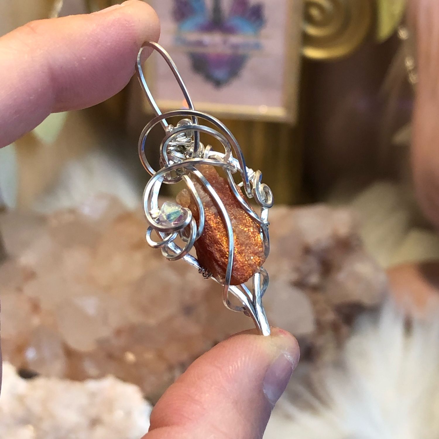 SUNSTONE (Raw) - Sterling Silver - Gemstone Crystal Therapy Pendant