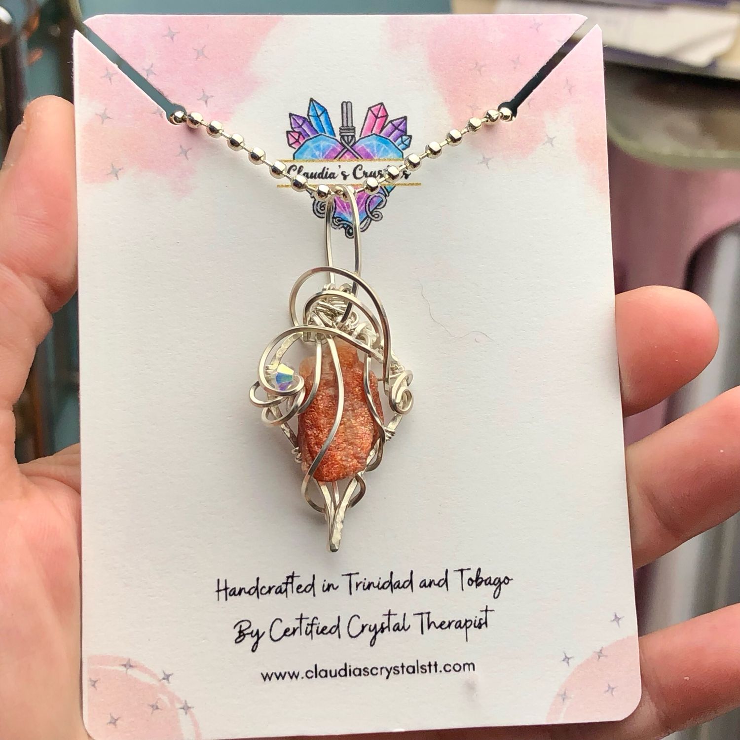 SUNSTONE (Raw) - Sterling Silver - Gemstone Crystal Therapy Pendant