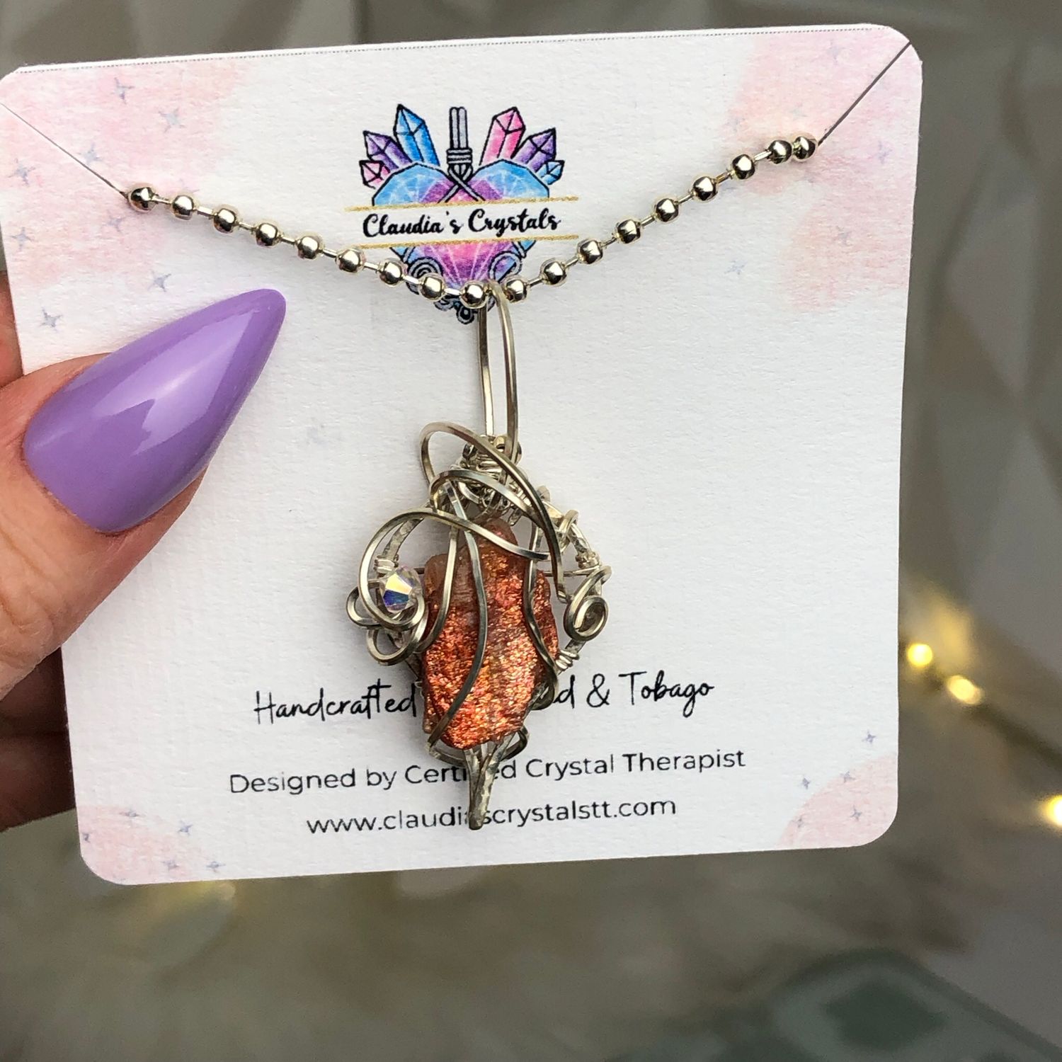 SUNSTONE (Raw) - Sterling Silver - Gemstone Crystal Therapy Pendant