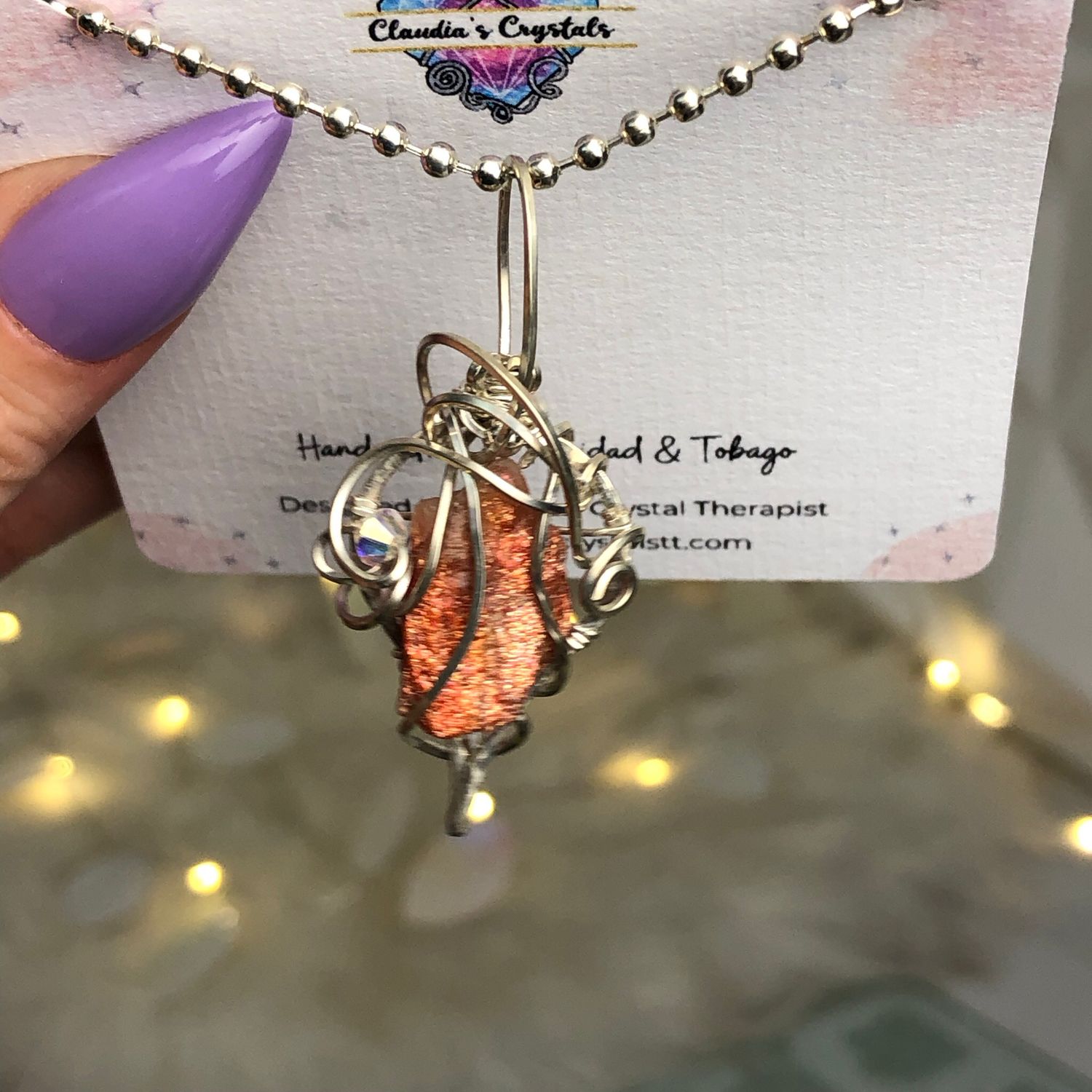 SUNSTONE (Raw) - Sterling Silver - Gemstone Crystal Therapy Pendant