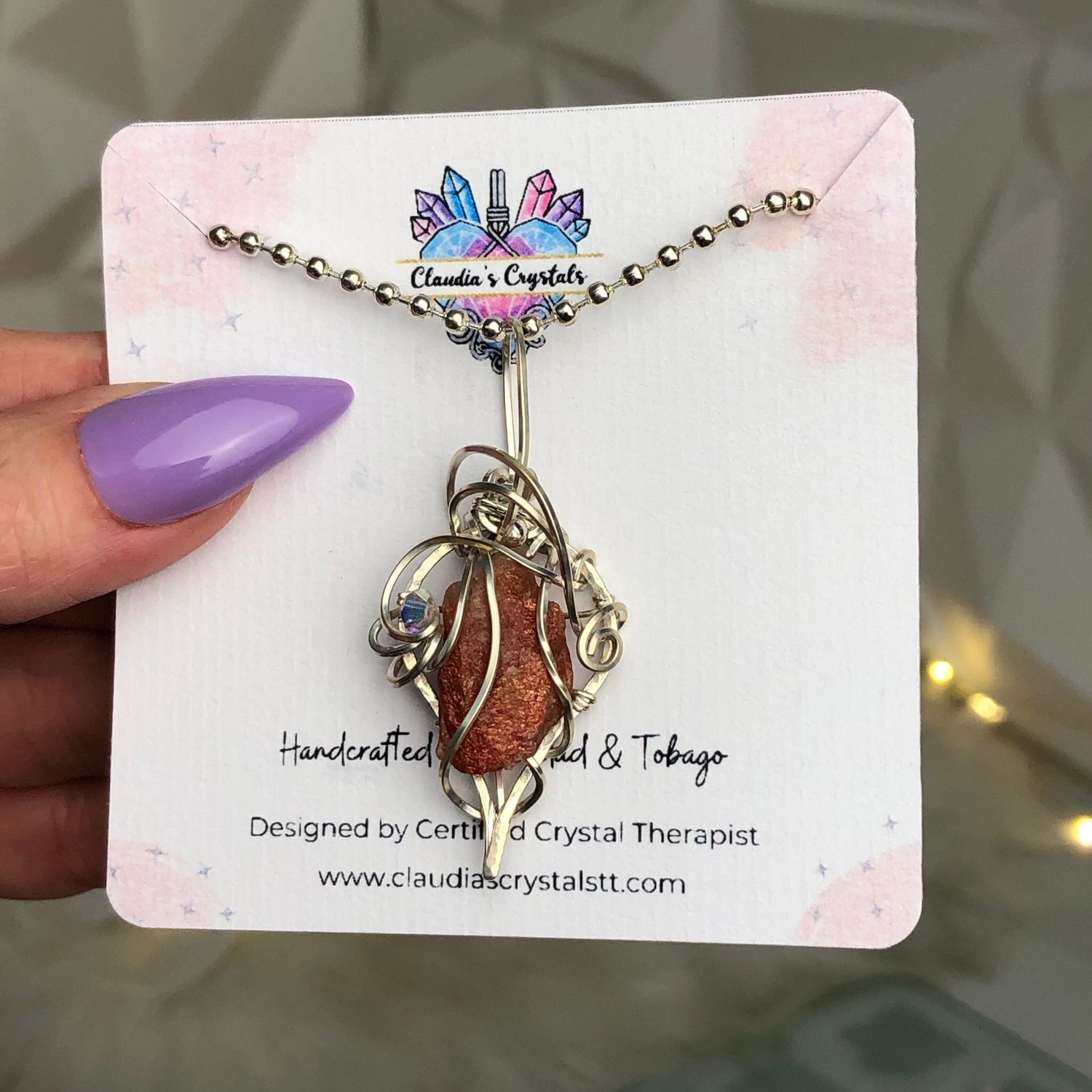 SUNSTONE (Raw) - Sterling Silver - Gemstone Crystal Therapy Pendant