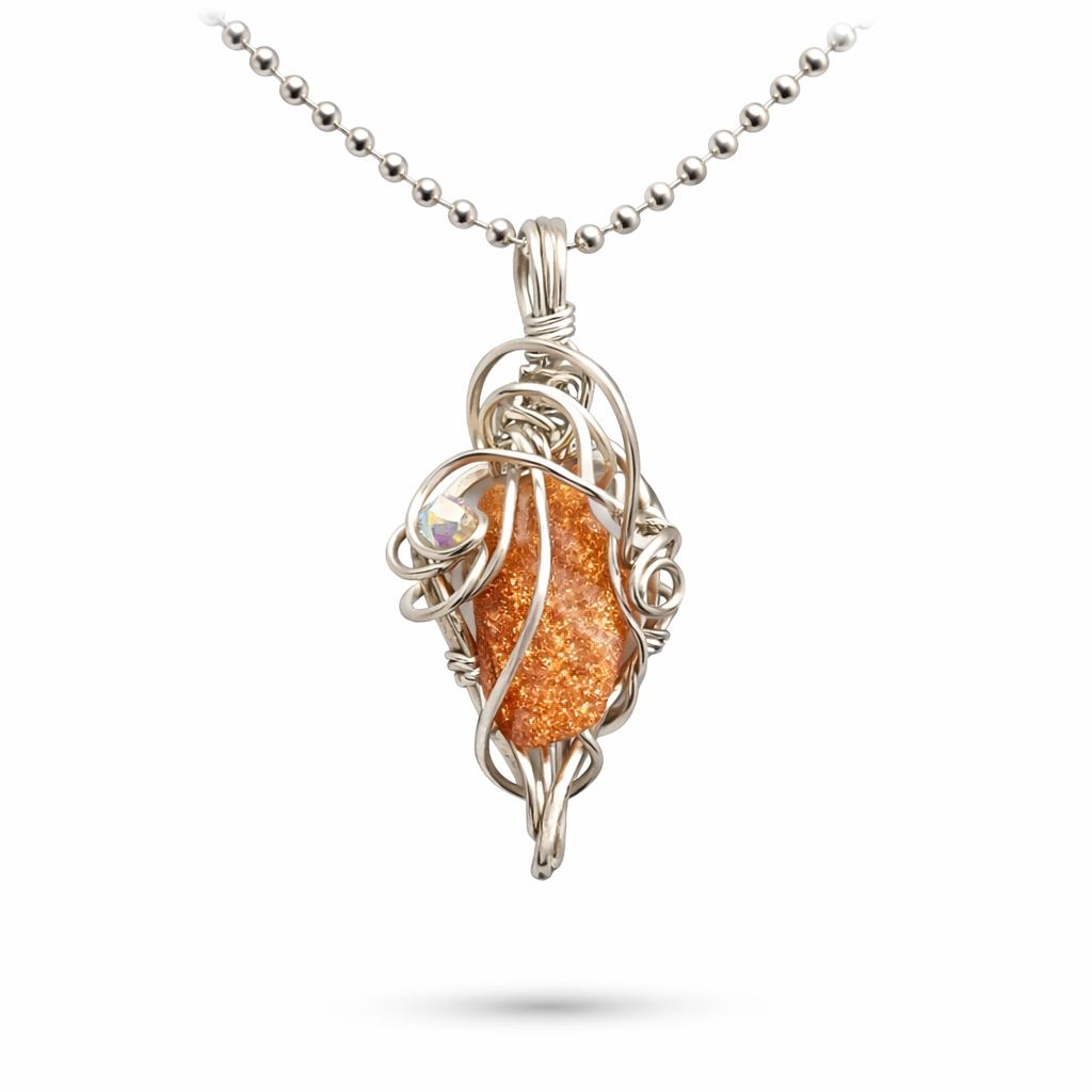 SUNSTONE (Raw) - Sterling Silver - Gemstone Crystal Therapy Pendant