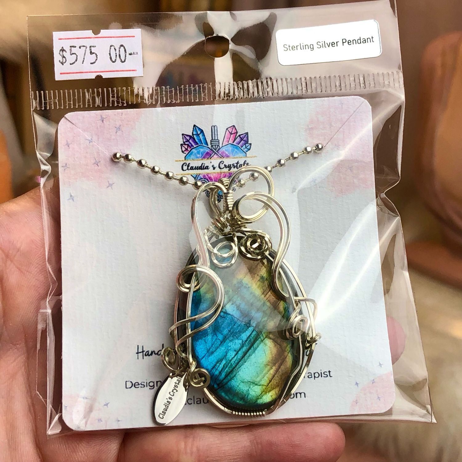 LABRADORITE - Sterling Silver - Gemstone Crystal Therapy Pendant