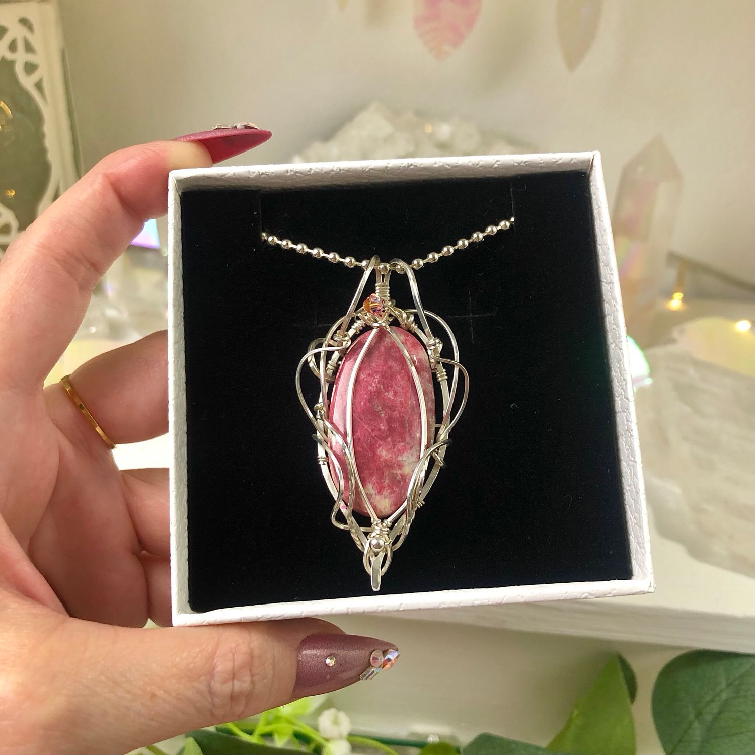 THULITE - Sterling Silver - Gemstone Crystal Therapy Pendant
